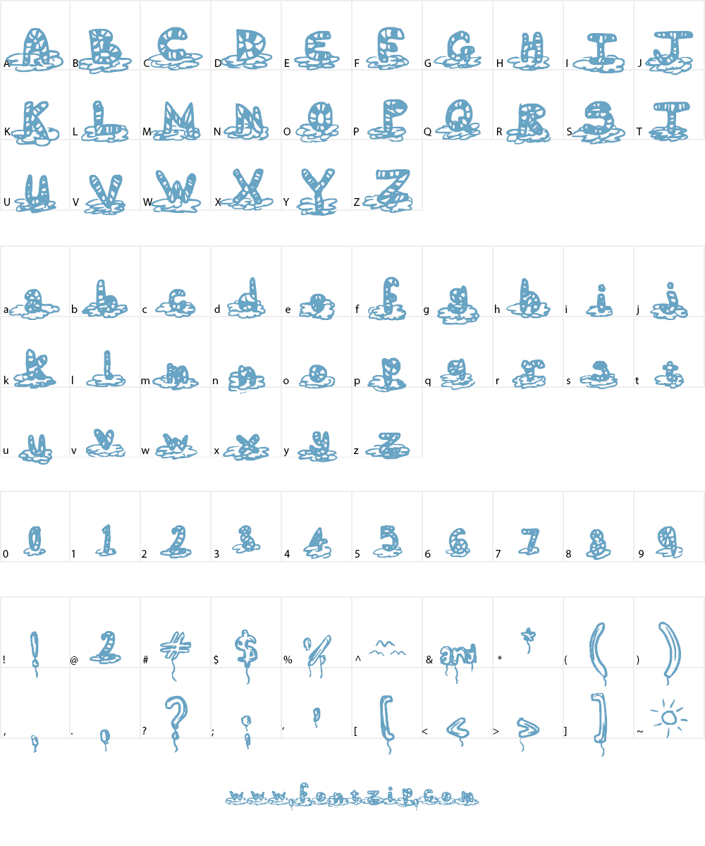 Floating in the sky Font Character